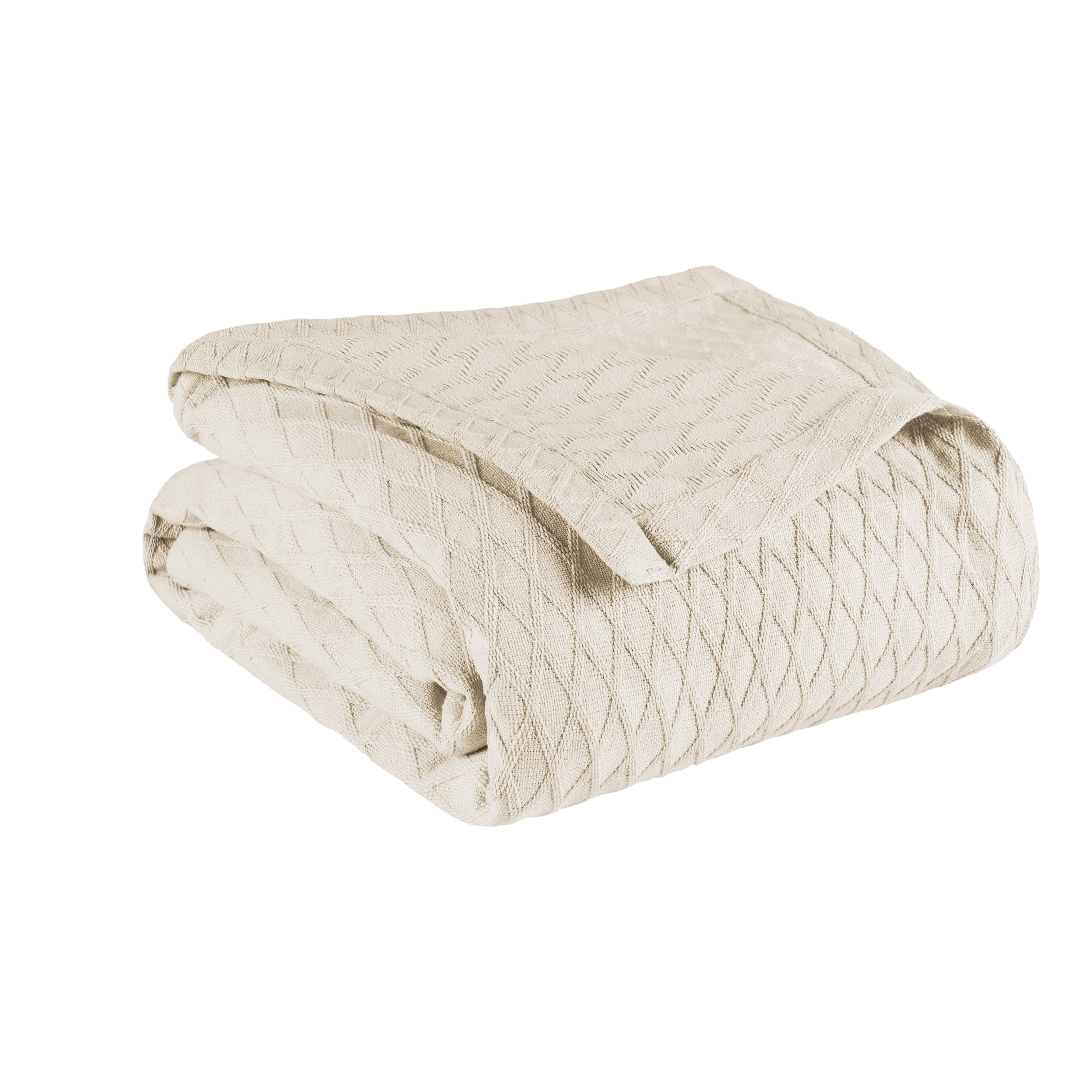 Superior Diamond AllSeason Cotton Blanket, King Size, Ivory