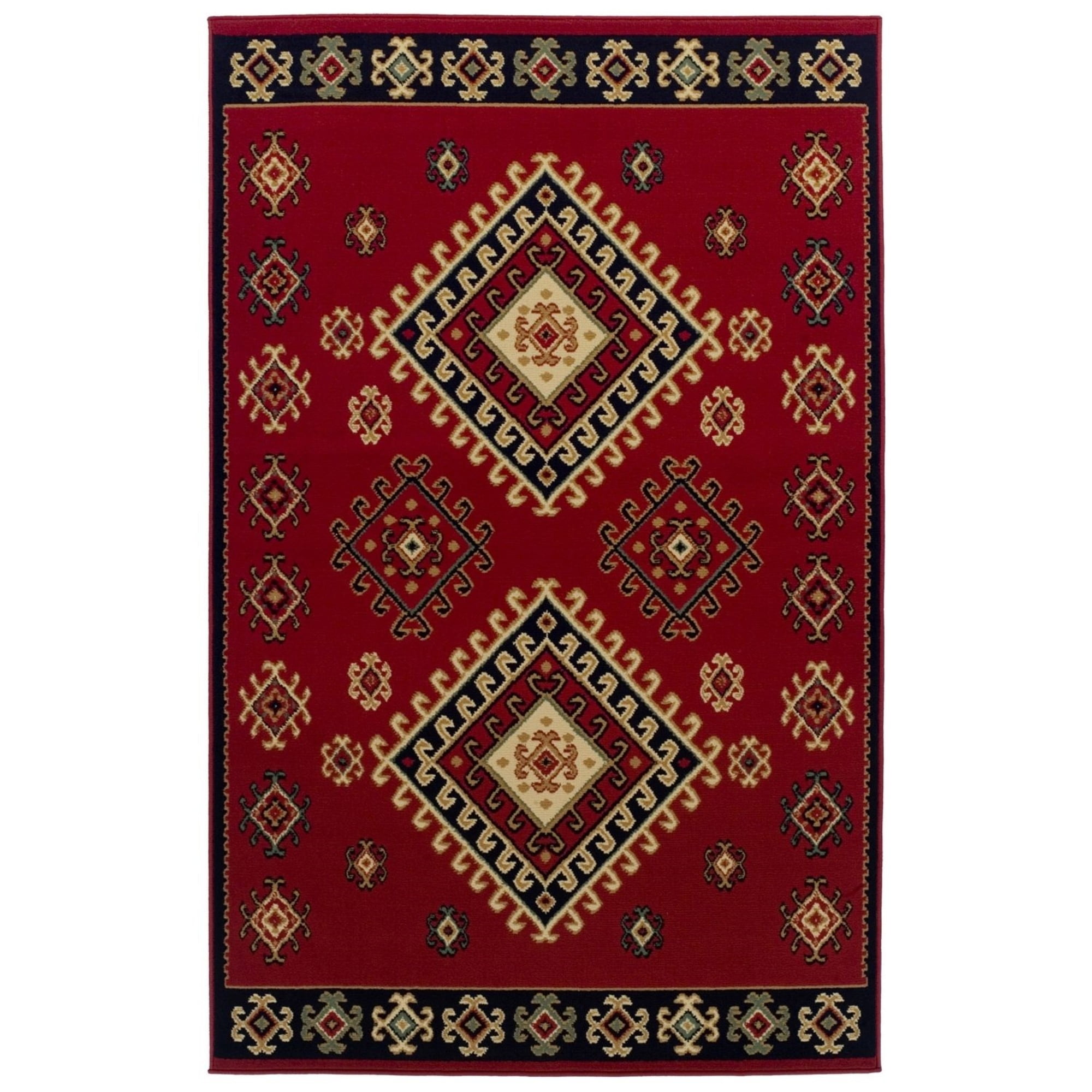 Superior Diamond Geometric Bohemian Rustic Area Rug, Red, Polypropylene ...
