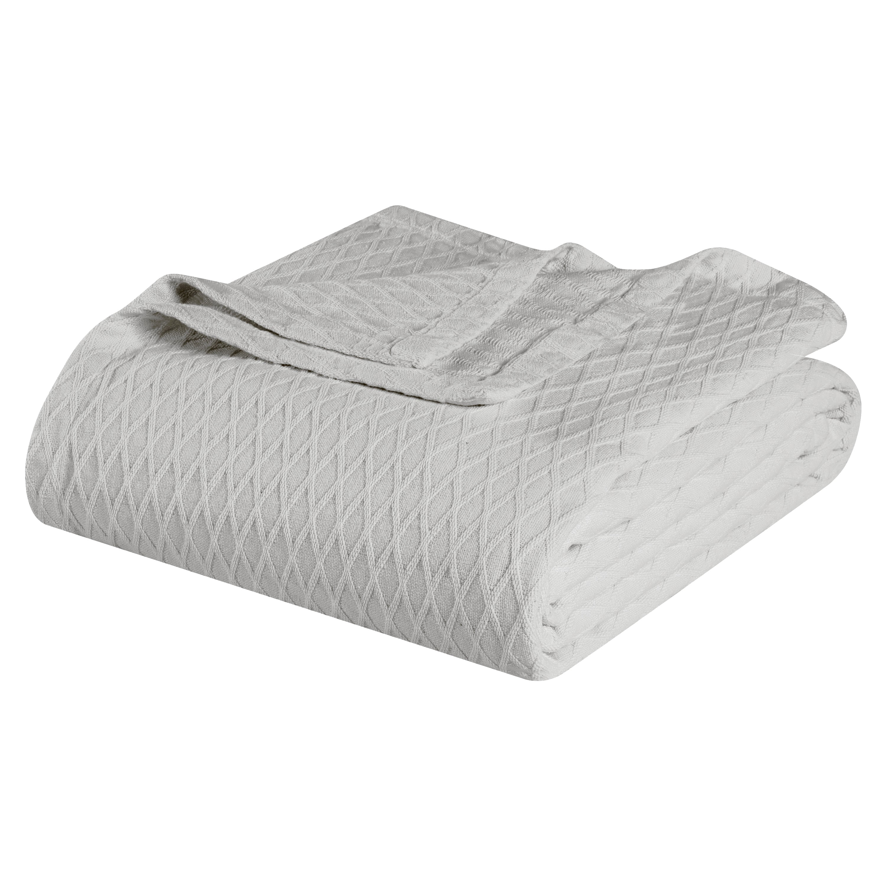 Superior Diamond Weave Cotton Blanket All Season Bed Blankets, King, Platinum