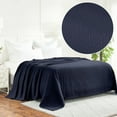 thumbnail image 1 of Superior Dobbyweave Knit Cotton Blanket, All Season Bed Blanket, Full/Queen 88" x 100", Navy Blue, 1 of 8