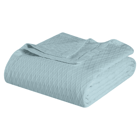 Superior Diamond Weave Cotton Blanket All Season Bed Blankets, Full/Queen, Aqua