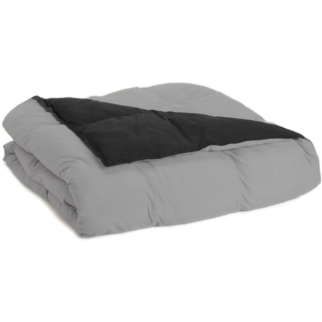 Superior Down Alternative Reversible Comforter, Full/ Queen, Black/ Grey