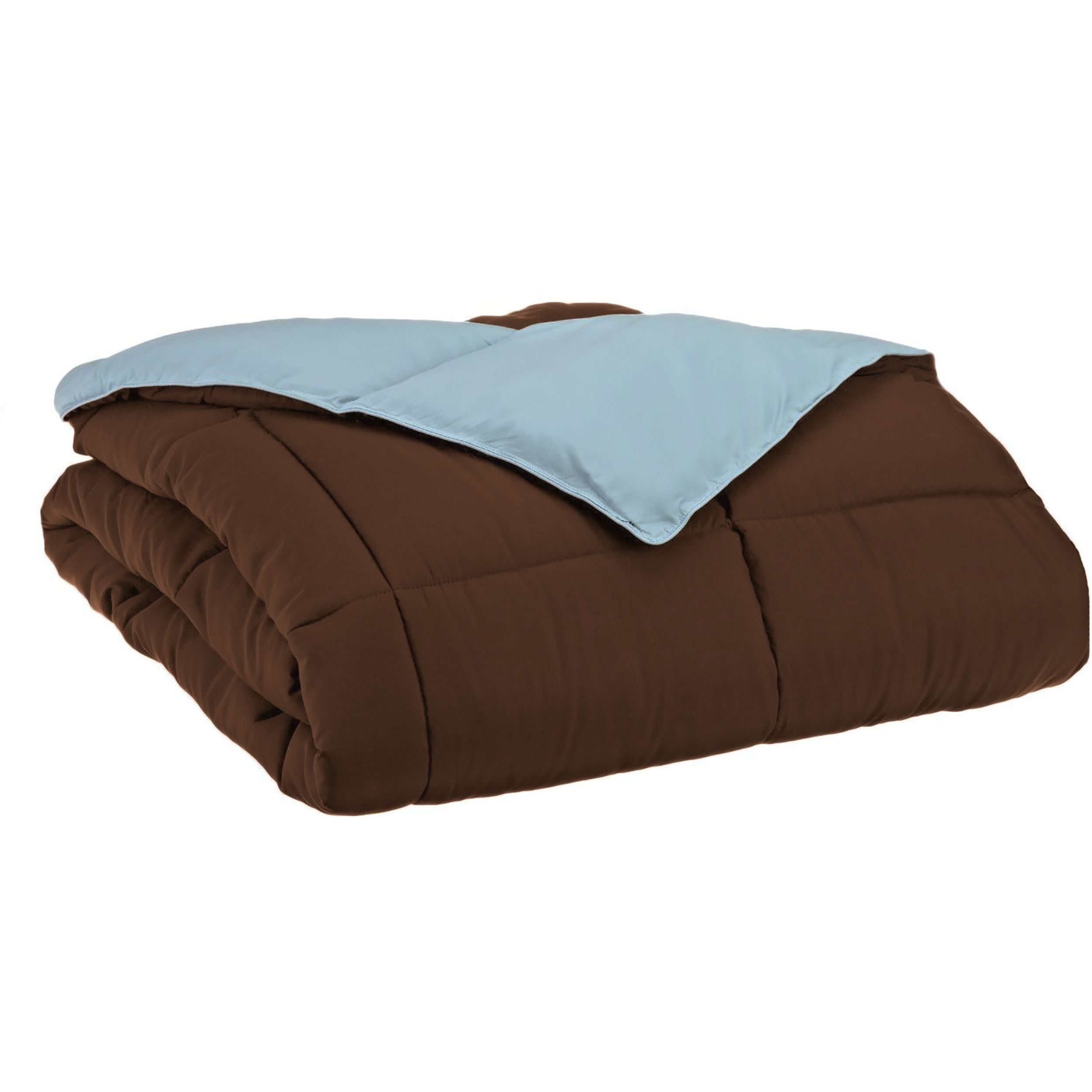 Superior Down Alternative Reversible Comforter, Full/ Queen, Choco/ Sky Blue - image 1 of 3