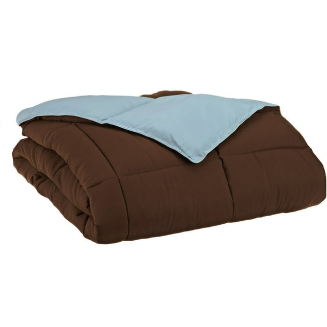 Superior Down Alternative Reversible Comforter, Full/ Queen, Choco/ Sky Blue