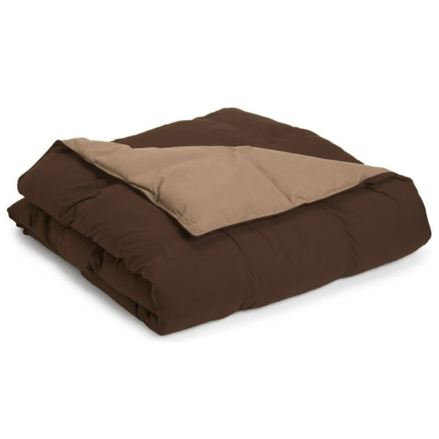 Superior Down Alternative Reversible Comforter, Full/ Queen, Taupe/ Choco