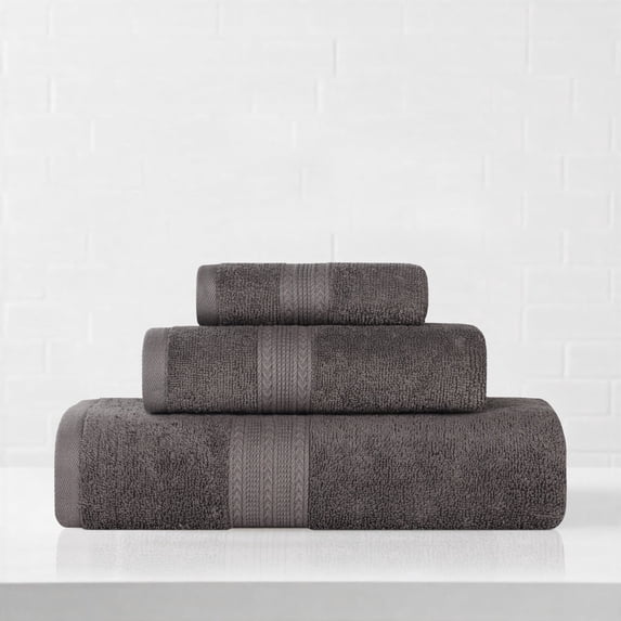 Superior Eco-Friendly Cotton 3-Piece Assorted Towel Set, Graphite