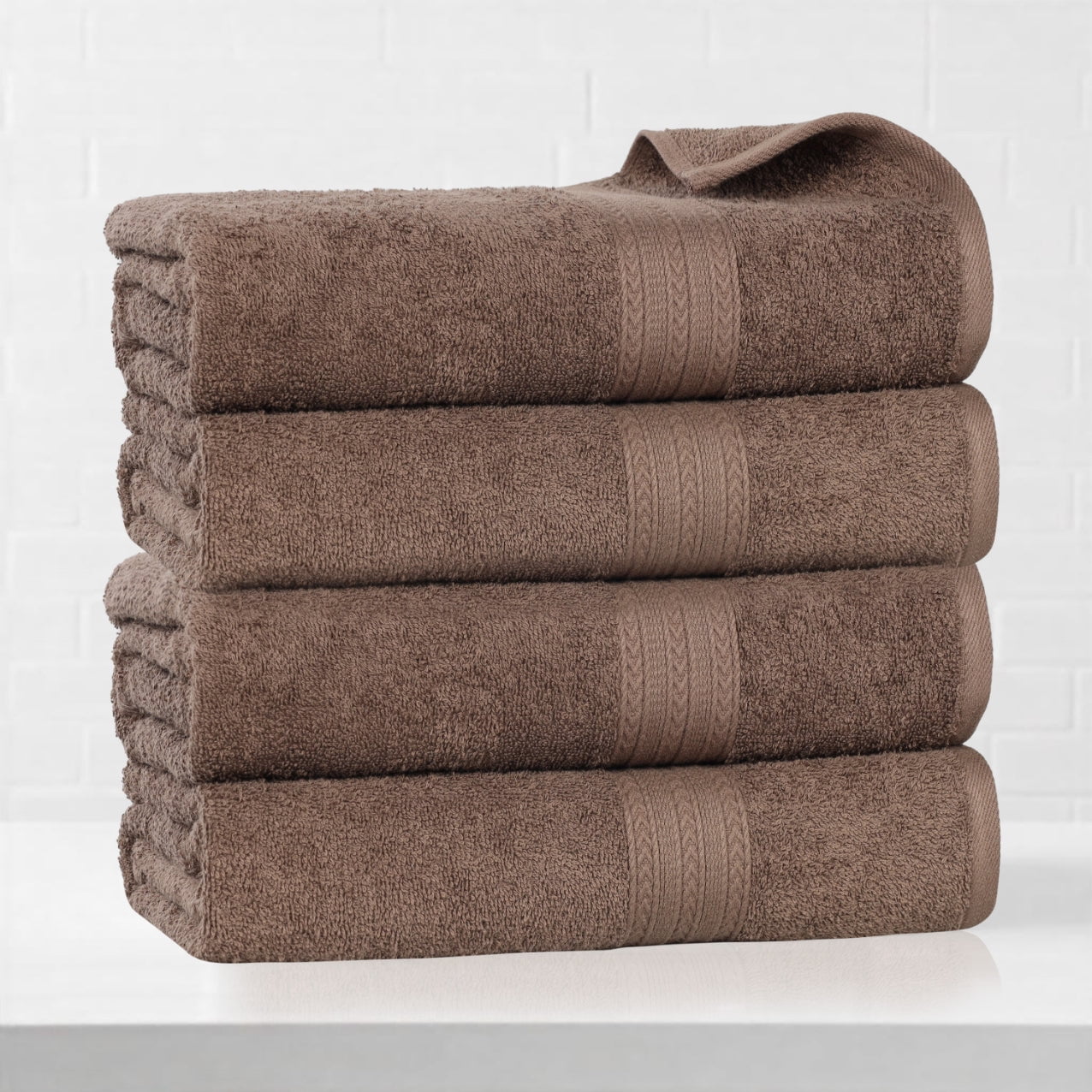 Superior Eco-Friendly Cotton 4-Piece, Coffee, Bath Towel Set