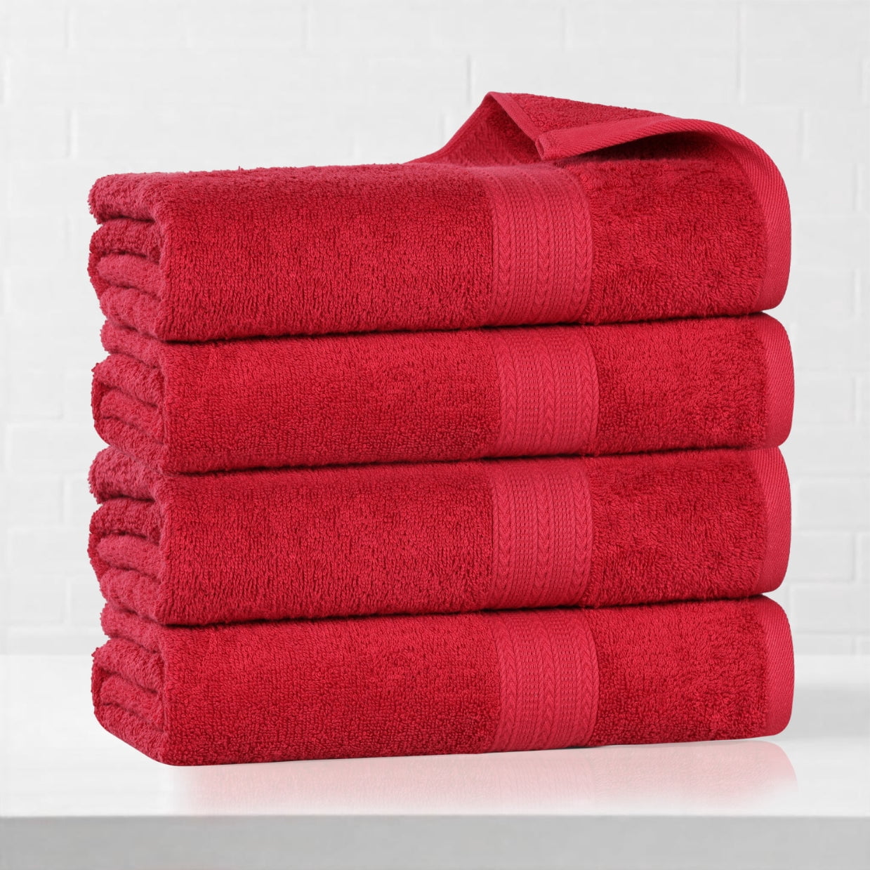 Superior Eco-Friendly Cotton 4-Piece, Cranberry, Bath Towel Set