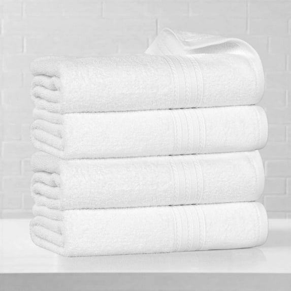 Superior Eco-Friendly Cotton 4-Piece, White, Bath Towel Set