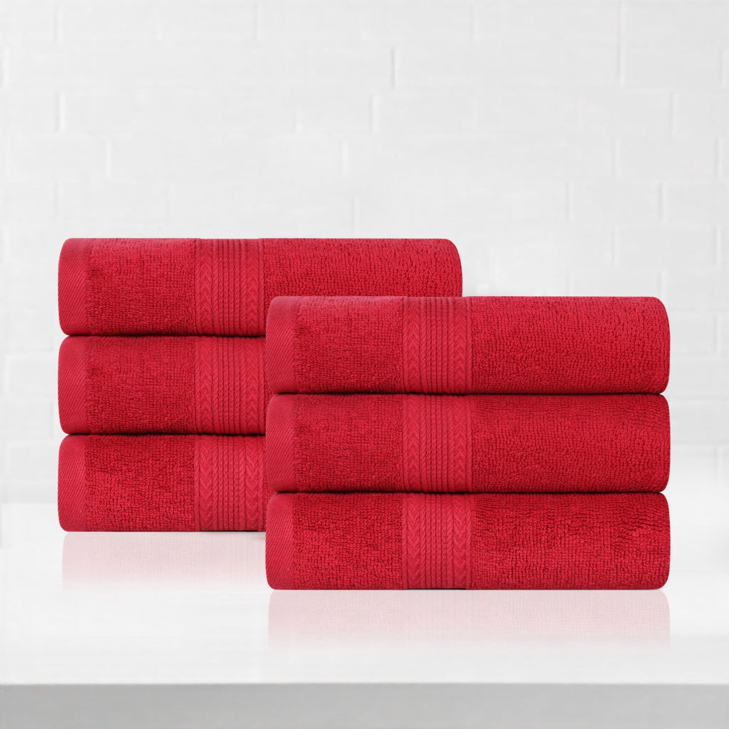 Superior Eco-Friendly Cotton 6-Piece, Cranberry, Hand Towel Set