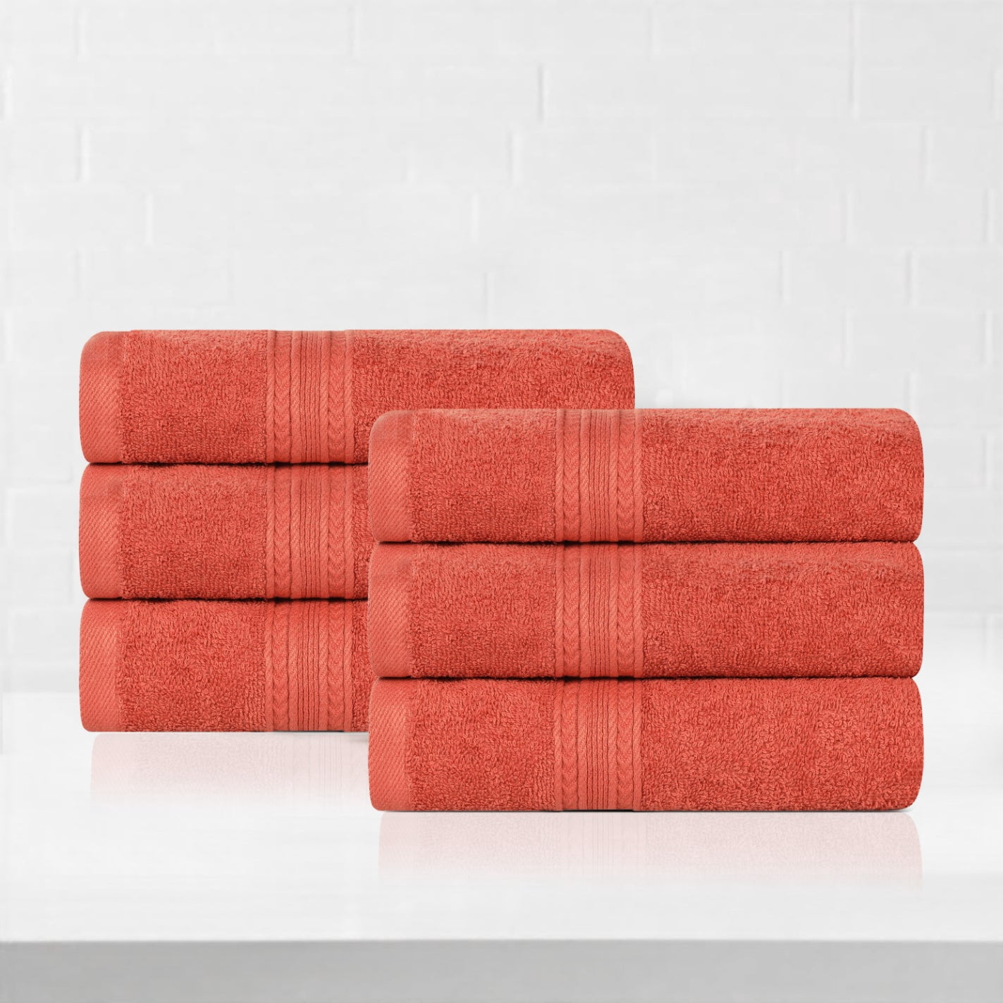 Superior Eco-Friendly Cotton 6-Piece, Rust, Hand Towel Set
