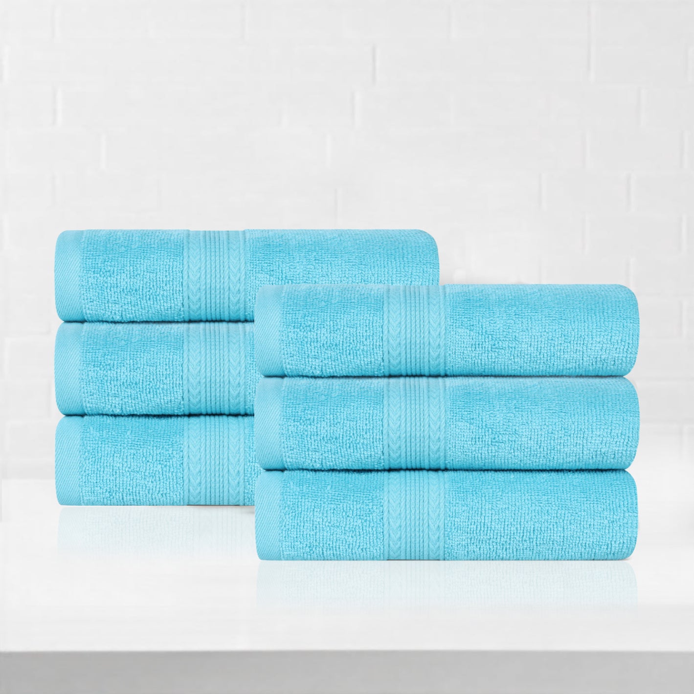 Superior Eco-Friendly Cotton 6-Piece, Turquoise, Hand Towel Set