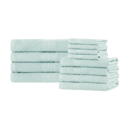 Superior Eco-Friendly Cotton Solid 12-Piece, Aqua Marine, Towel Set
