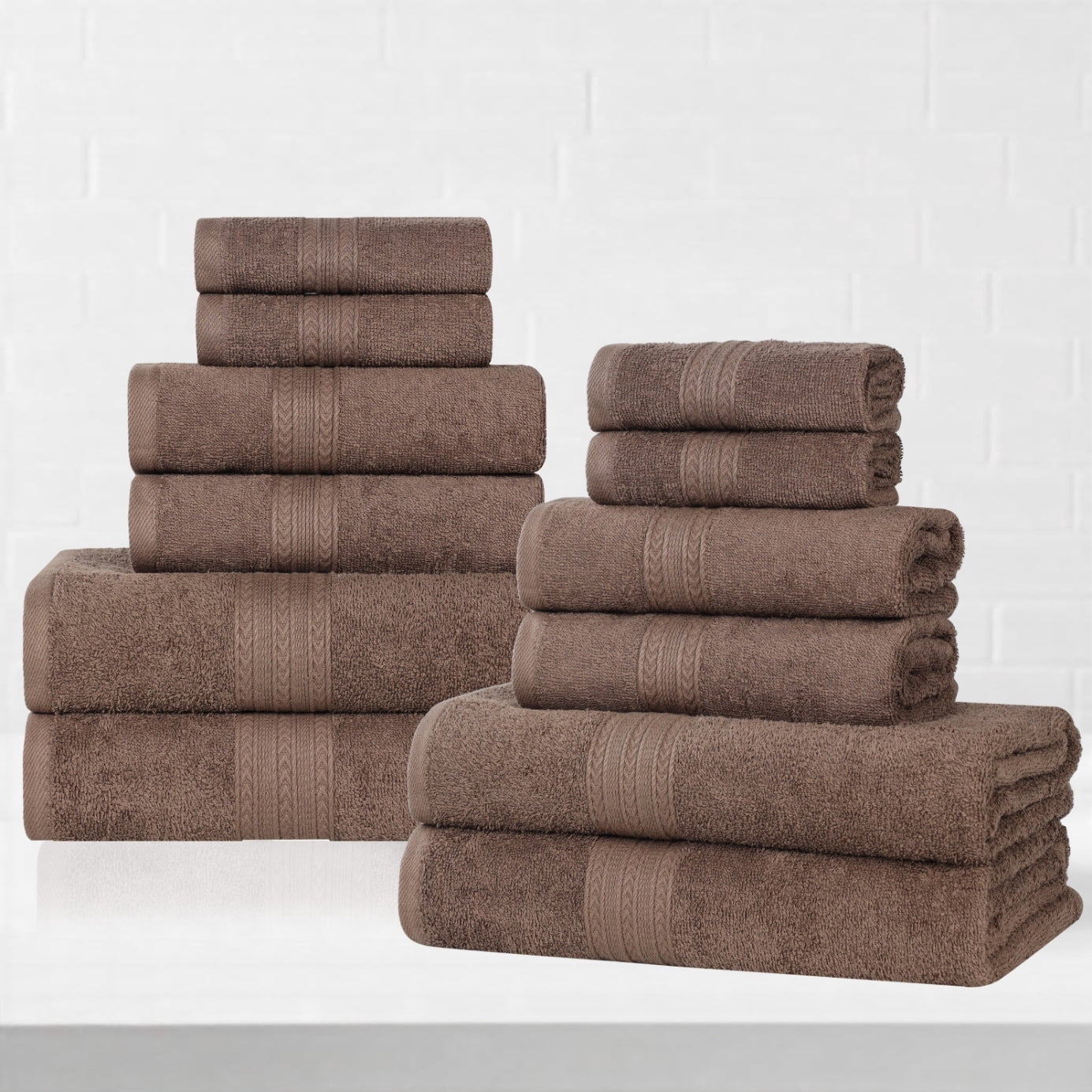 Superior Eco-Friendly Cotton Solid 12-Piece Copper Towel Set