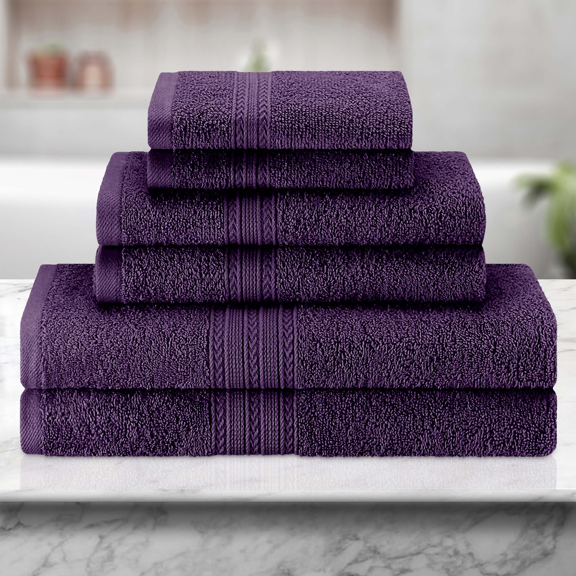 Organic Cotton Solid Plush Assorted 6 Piece Towel Set