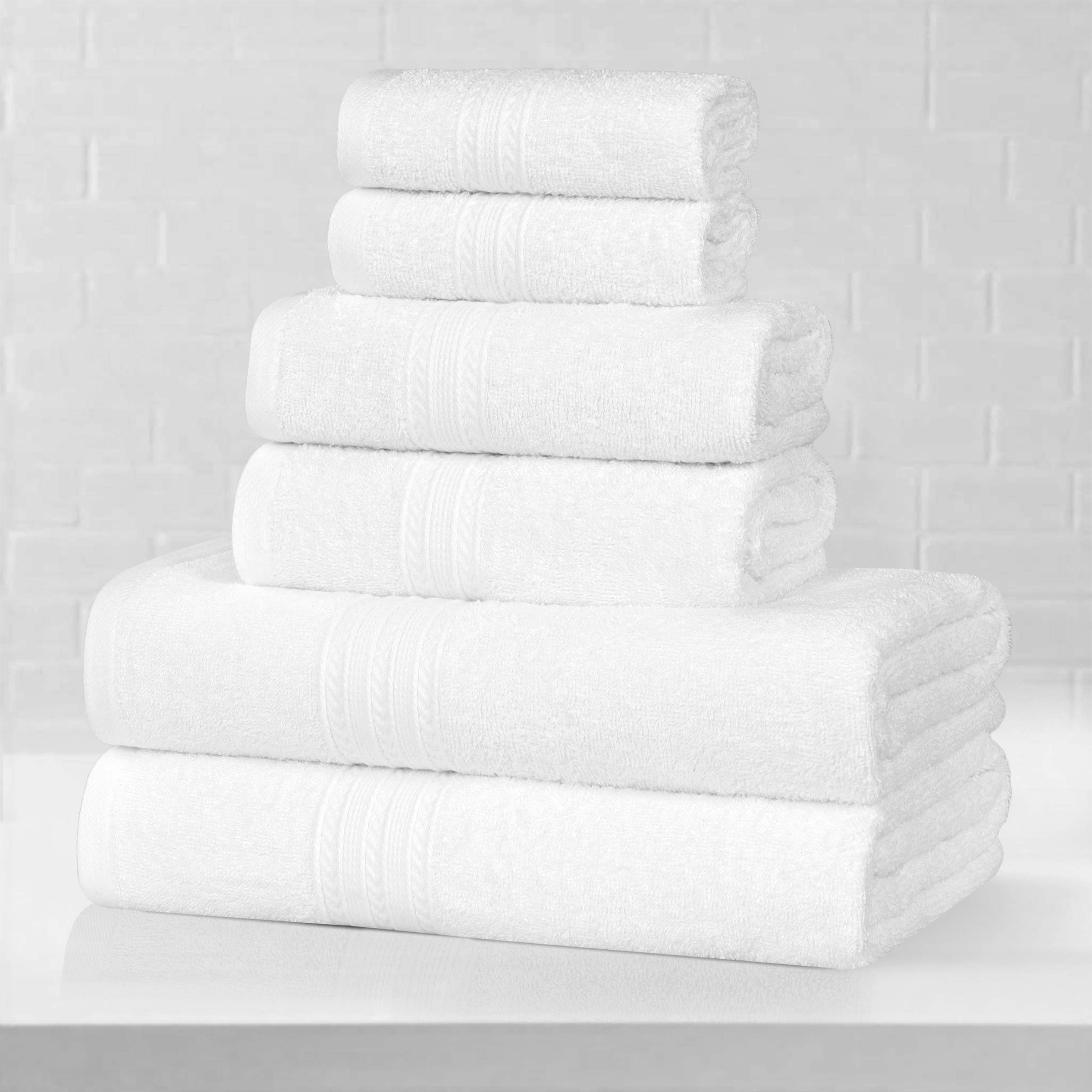 Superior Eco-Friendly Cotton Solid 6-Piece, White, Towel Set