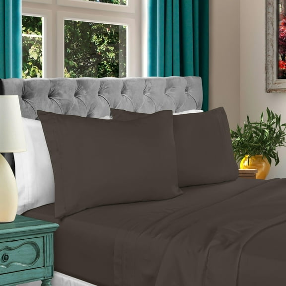 Superior Egyptian Cotton 1000 TC Extra Deep Pocket Charcoal Sheets, Full