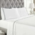 thumbnail image 1 of Superior Egyptian Cotton 1200 TC Embroidered White/Charcoal Sheet Set, Queen, 1 of 13