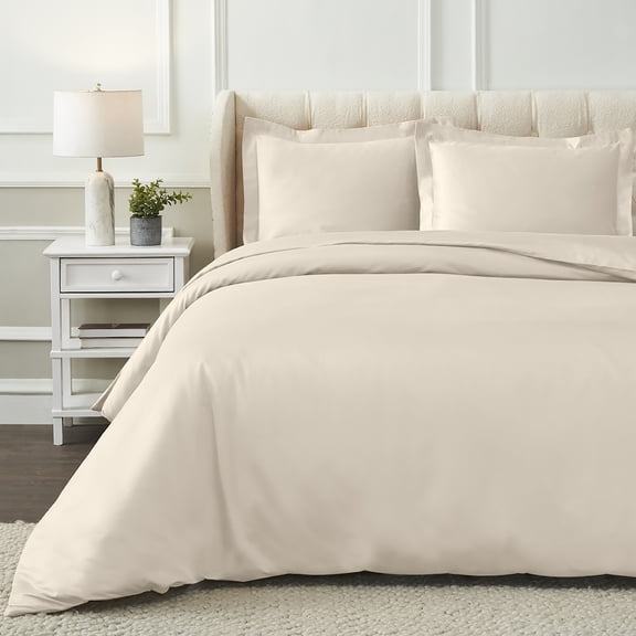 Superior Egyptian Cotton 1200 TC Solid Ivory Duvet Set, Full/Queen