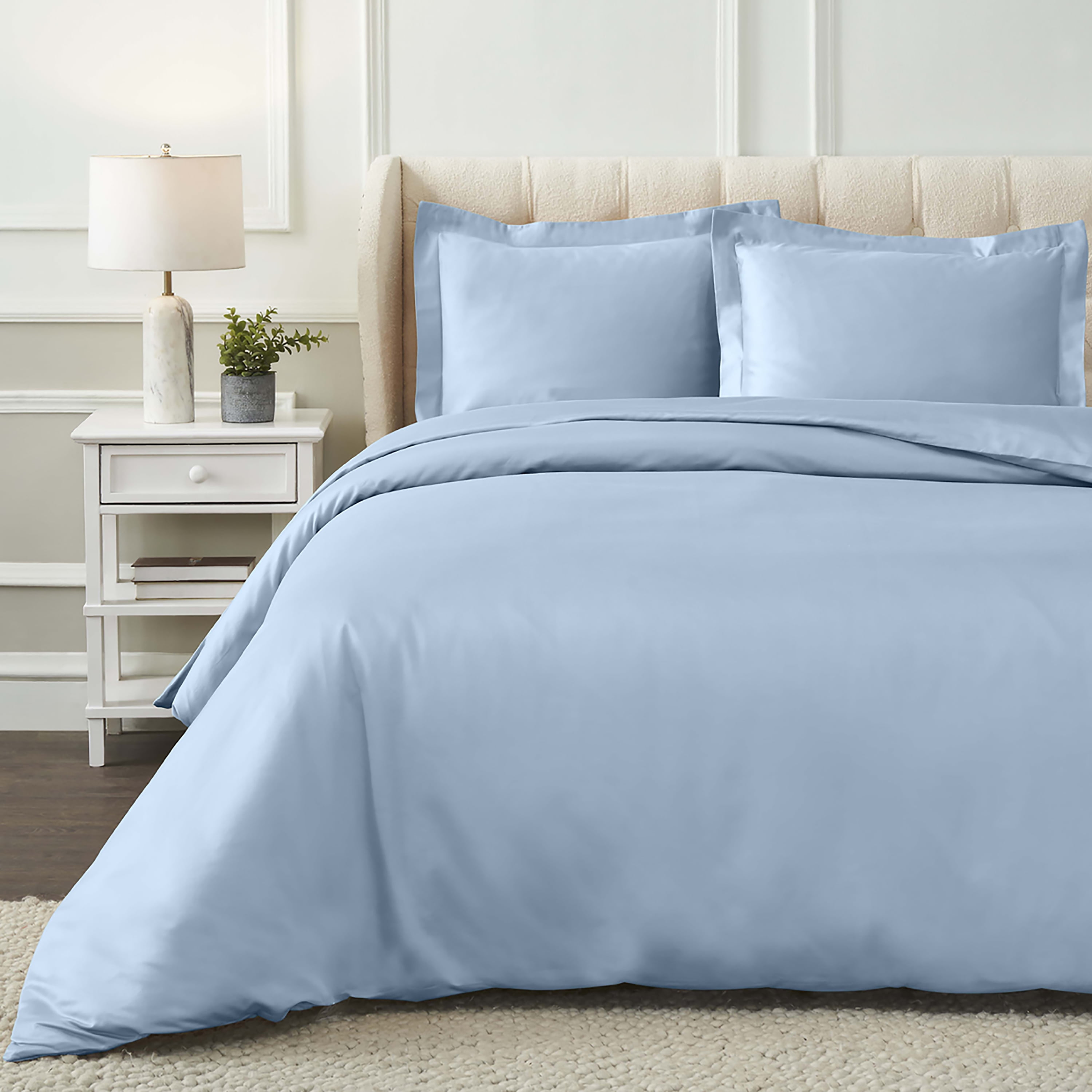 Light Blue Egyptian Cotton 1200 TC Full/Queen Duvet Set