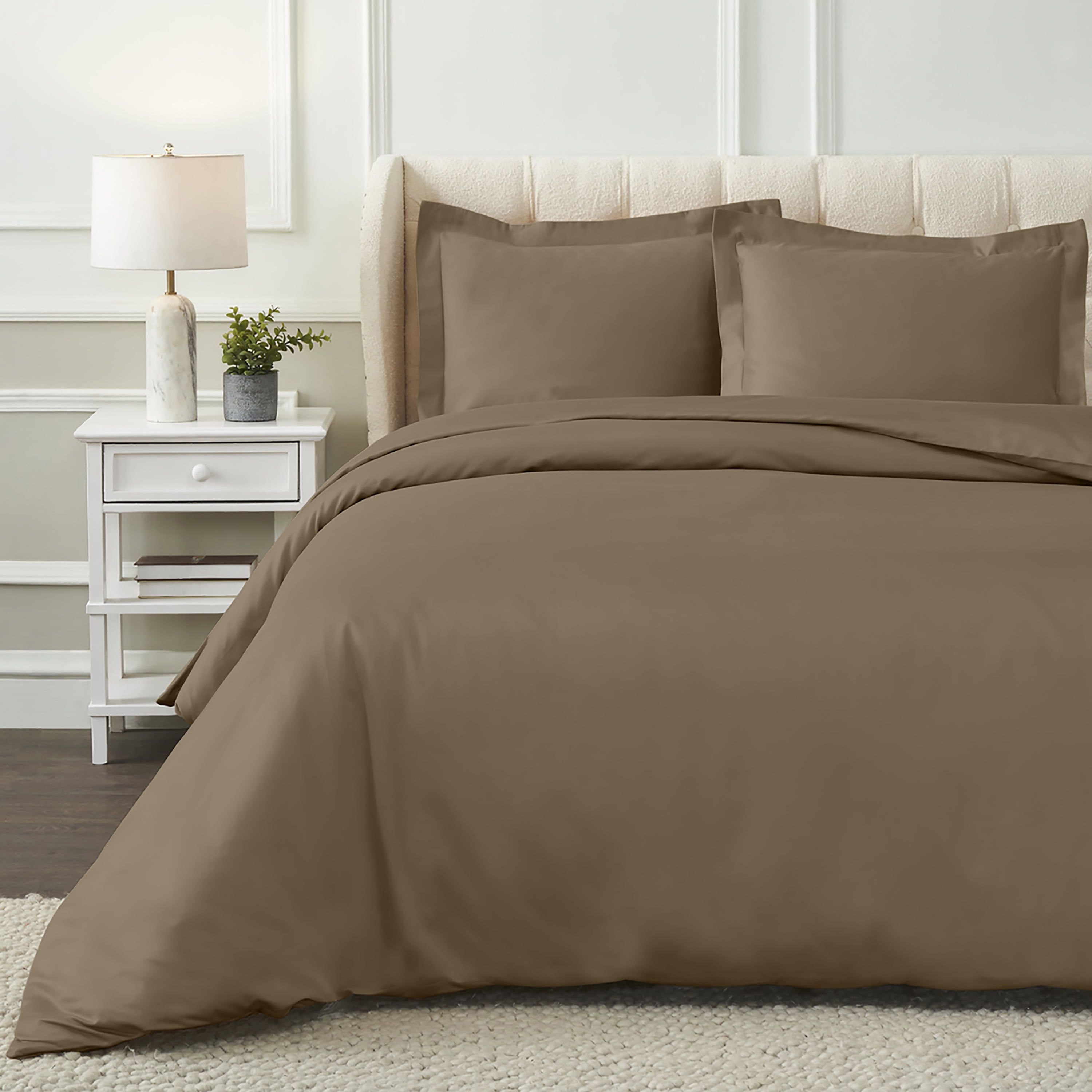 Superior Egyptian Cotton 1200 TC Solid Taupe Duvet Set, King/California King