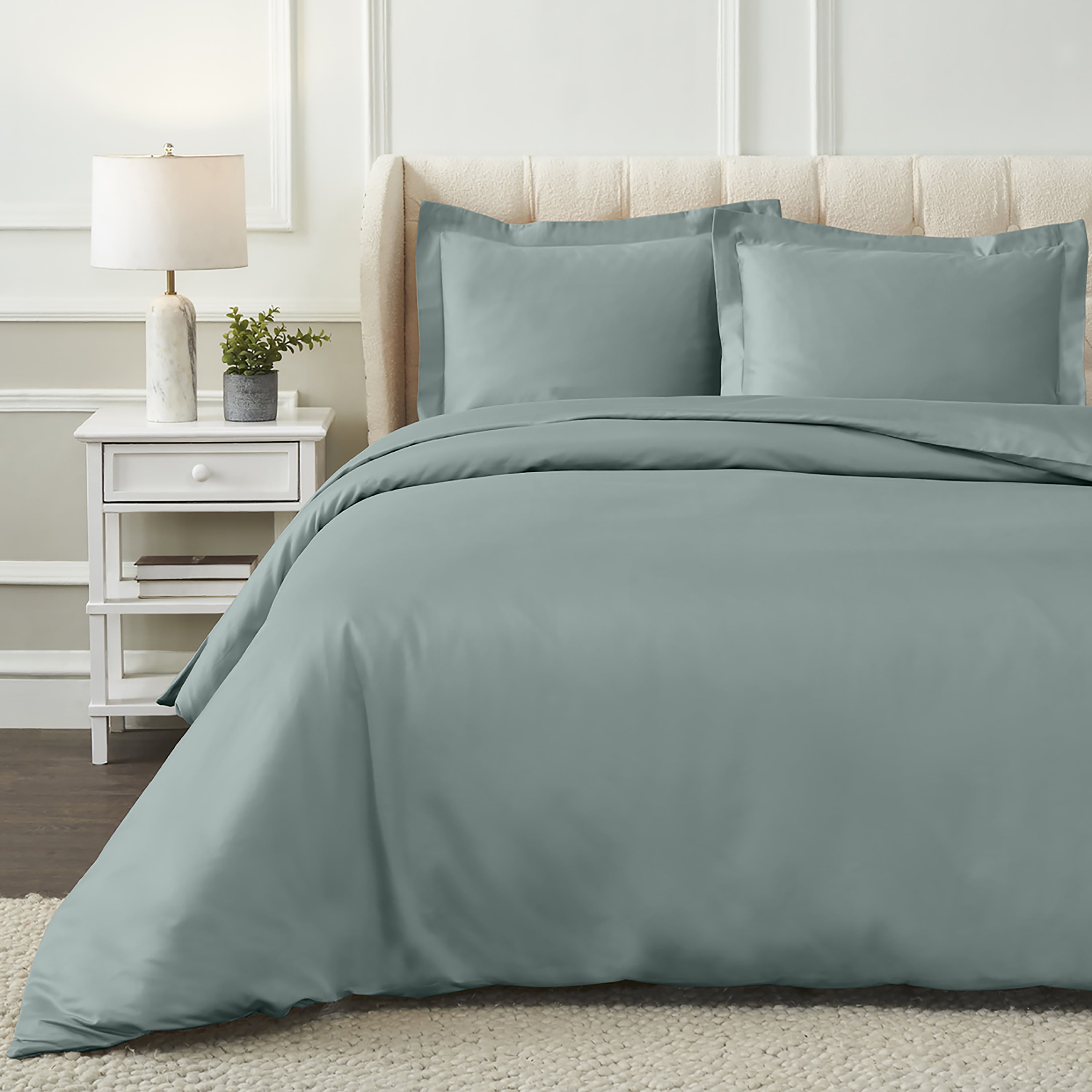 Superior Egyptian Cotton 1200 TC Solid Teal Duvet Set, King/California King