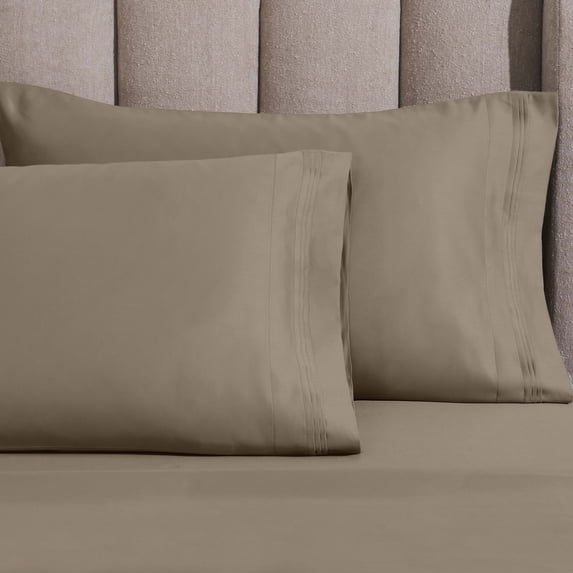 Superior Egyptian Cotton 1500 Thread Count Pillowcase Set of 2, Taupe