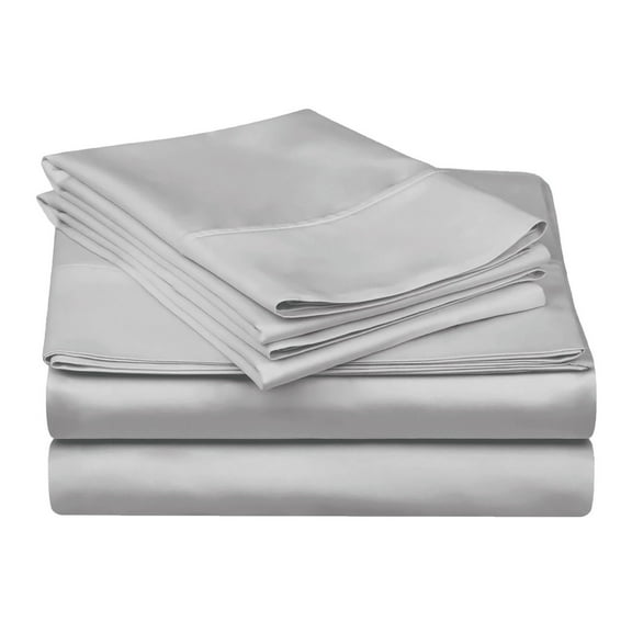 Superior Egyptian Cotton 300 Thread Count Deep Pocket Sheet Set, Full, Light Grey