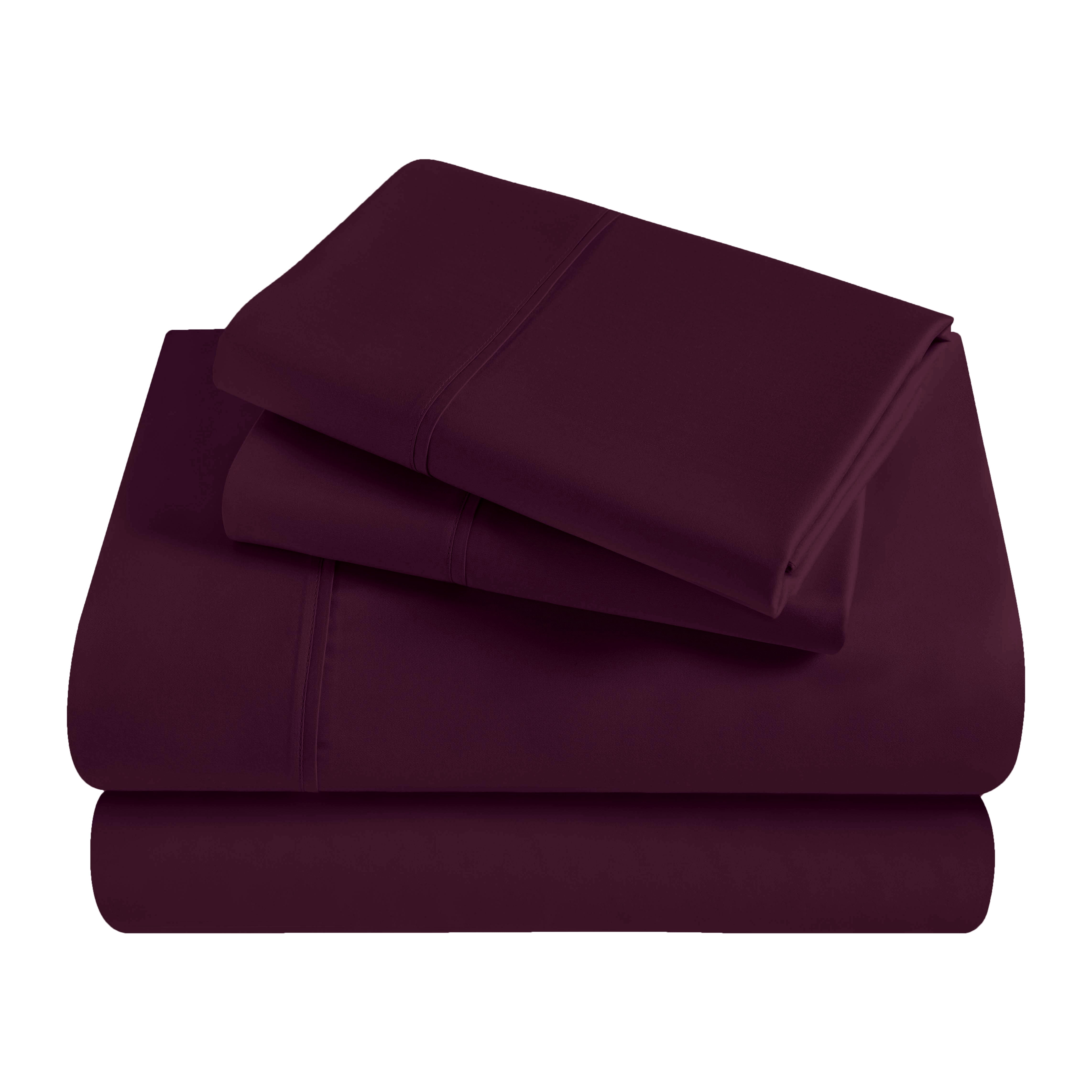Superior Egyptian Cotton 300 Thread Count Deep Pocket Sheet Set, California King, Plum