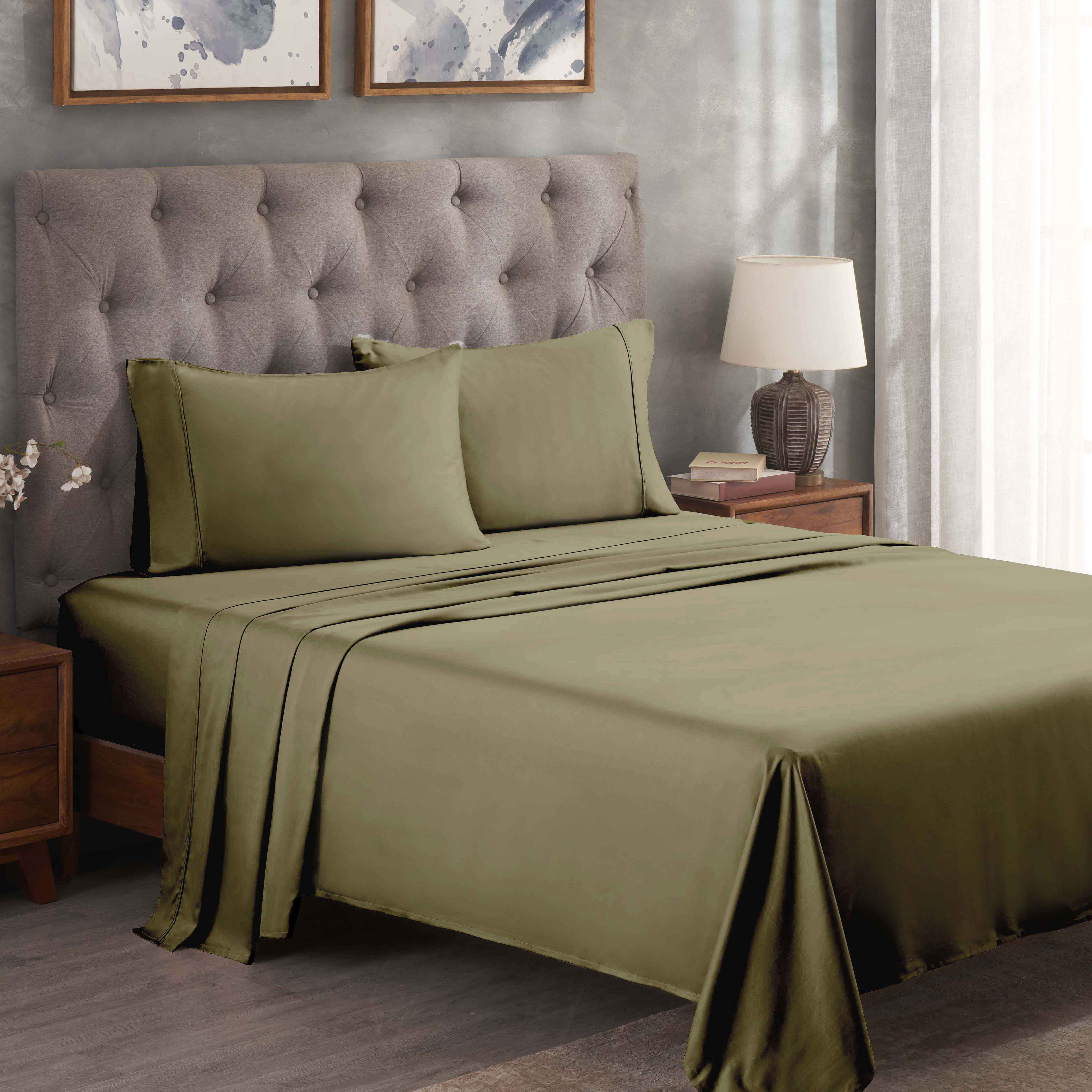 Superior Egyptian Cotton 300 Thread Count Deep Pocket Sheet Set, King, Sage