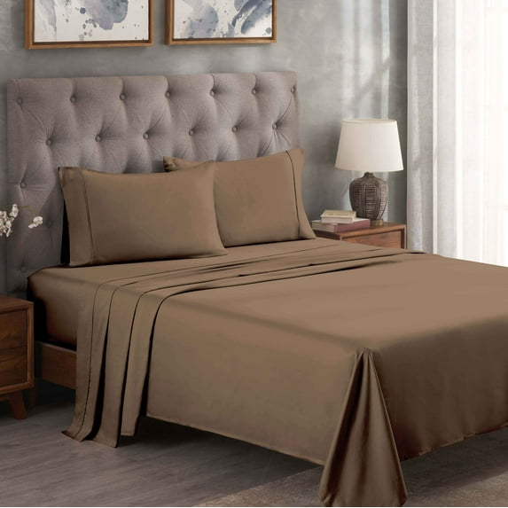 Superior Egyptian Cotton 300 Thread Count Deep Pocket Sheet Set, King, Taupe