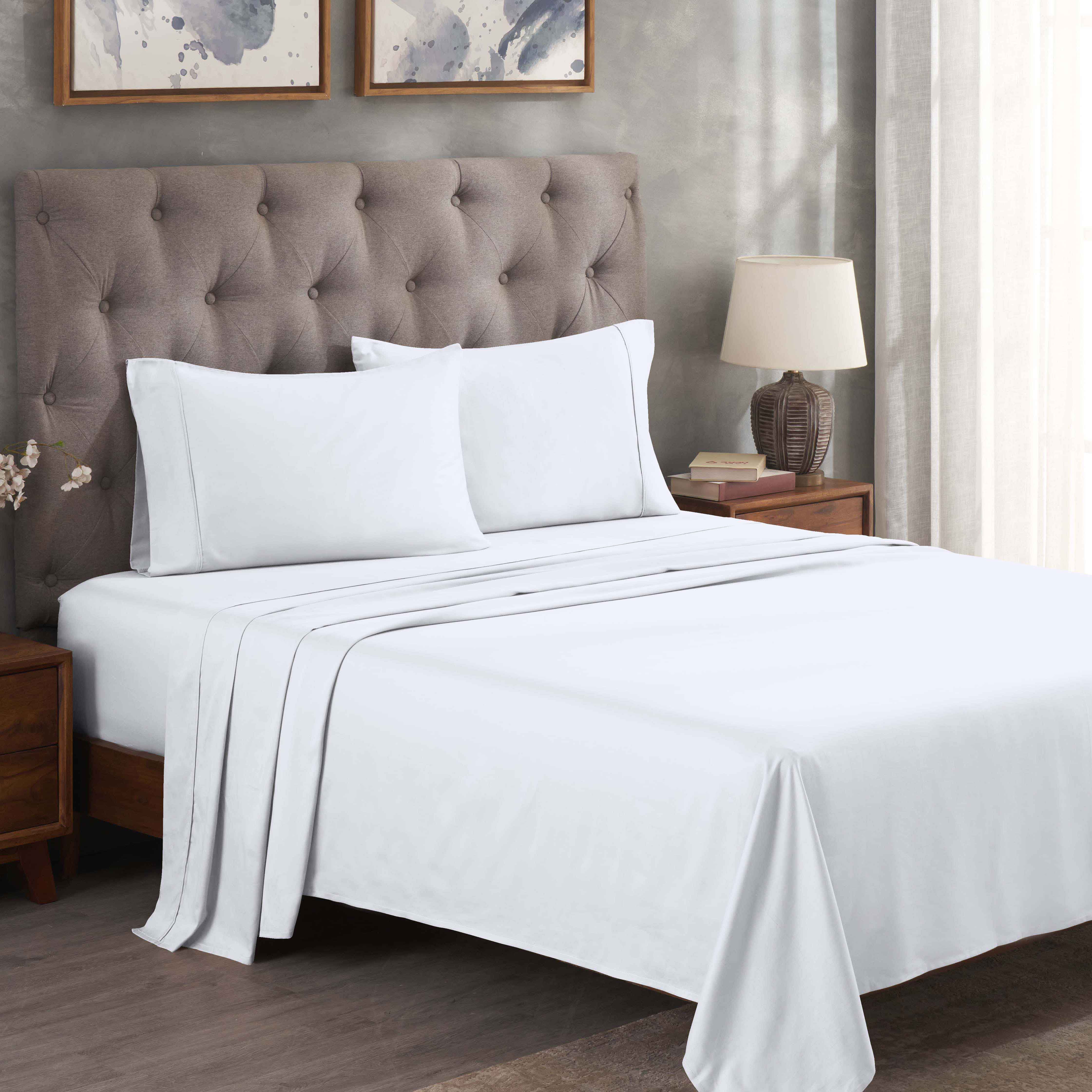 Superior Egyptian Cotton 300 Thread Count Deep Pocket Sheet Set, Twin, White
