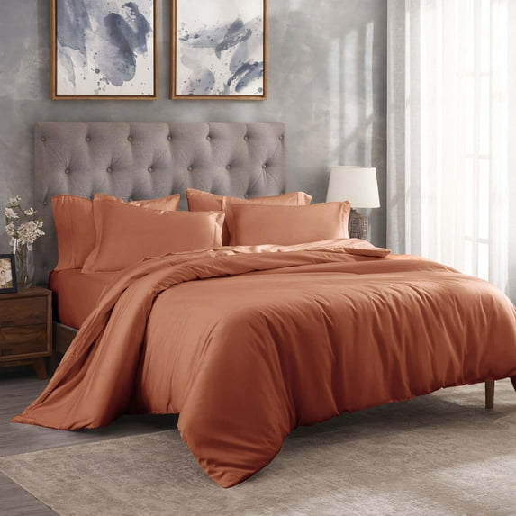 Superior Egyptian Cotton 300 Thread Count Duvet Cover Set, King/California King, Pumpkin