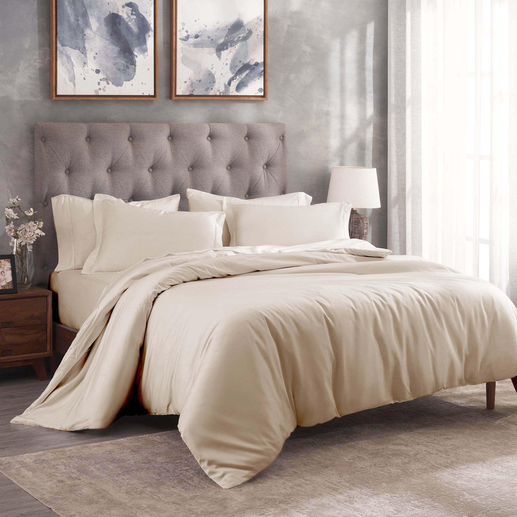 Superior Egyptian Cotton 300 Thread Count Duvet Cover Set, Twin, Ivory