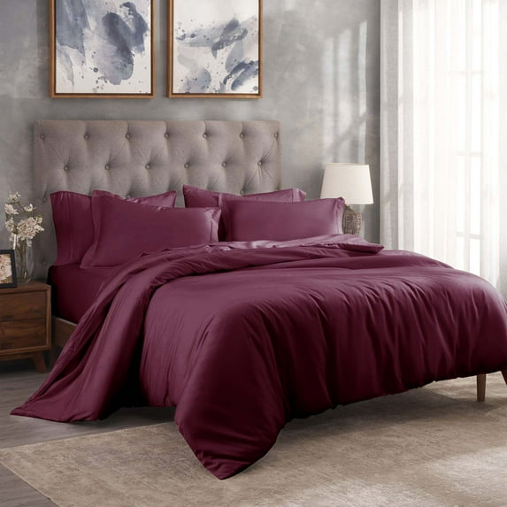 Superior Egyptian Cotton 300 Thread Count Duvet Cover Set, Twin, Plum