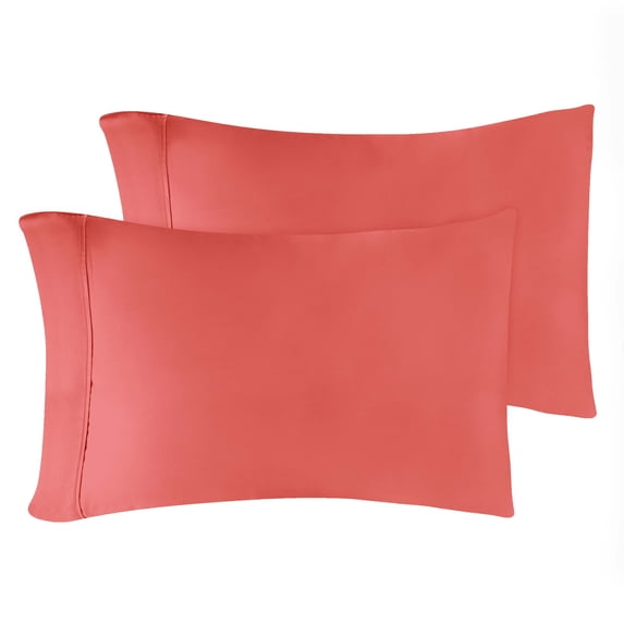 Superior Egyptian Cotton 300 Thread Count Pillowcases, Set of 2, Standard, Coral