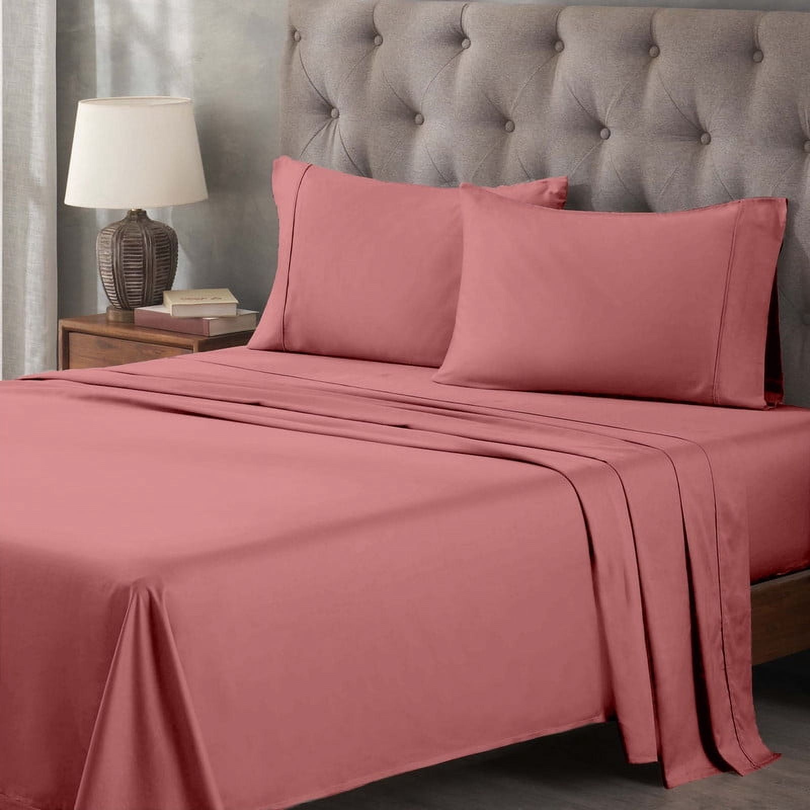 Superior Egyptian Cotton 400 TC Deep Pocket Sheet Set, Split King, Blush