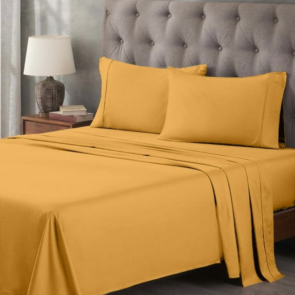 Superior Egyptian Cotton 400 TC Deep Pocket Sheet Set, Twin XL, Gold