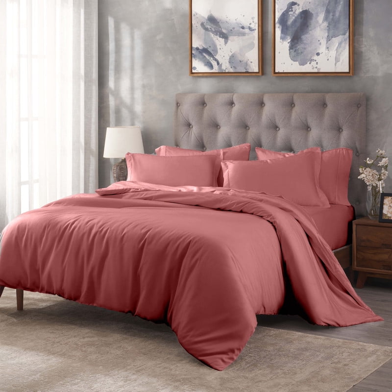 Superior Egyptian Cotton 400 TC Duvet Cover Set, King/ California King, Blush