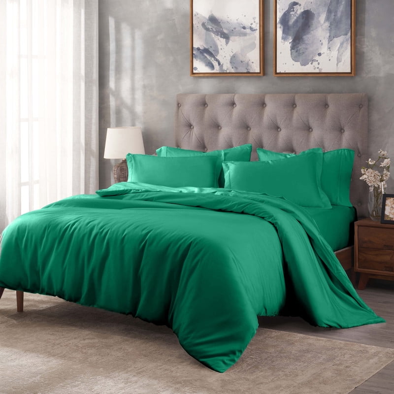 Superior Egyptian Cotton 400 TC Duvet Cover Set, King/ California King, Green