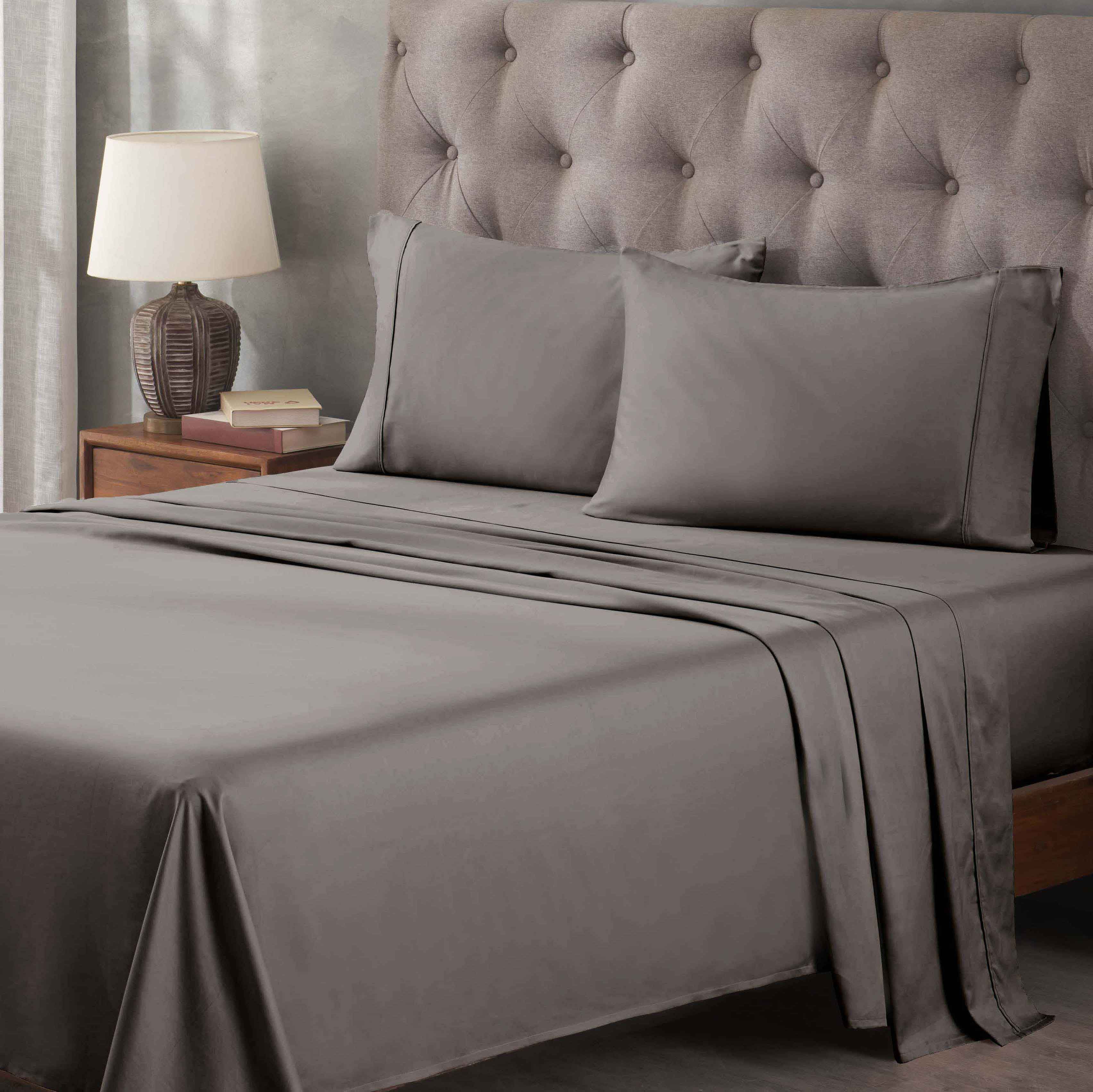 Superior Egyptian Cotton 400 Thread Count Deep Pocket Sheet Set, California King Size, Grey