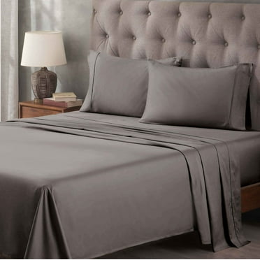 Superior Egyptian Cotton 400 Thread Count Deep Pocket Sheet Set, Full Size, Grey