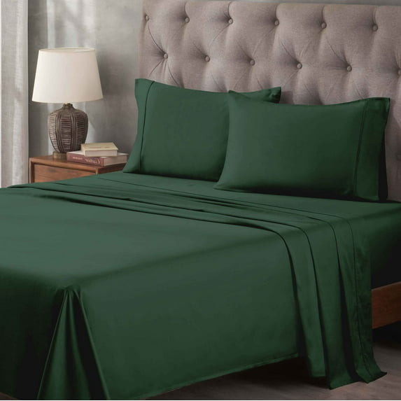 Superior Egyptian Cotton 400 Thread Count Deep Pocket Sheet Set, Full Size, Hunter Green