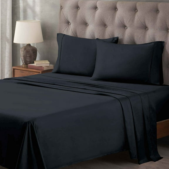 Superior Egyptian Cotton 400 Thread Count Deep Pocket Sheet Set, Full Size, Navy Blue