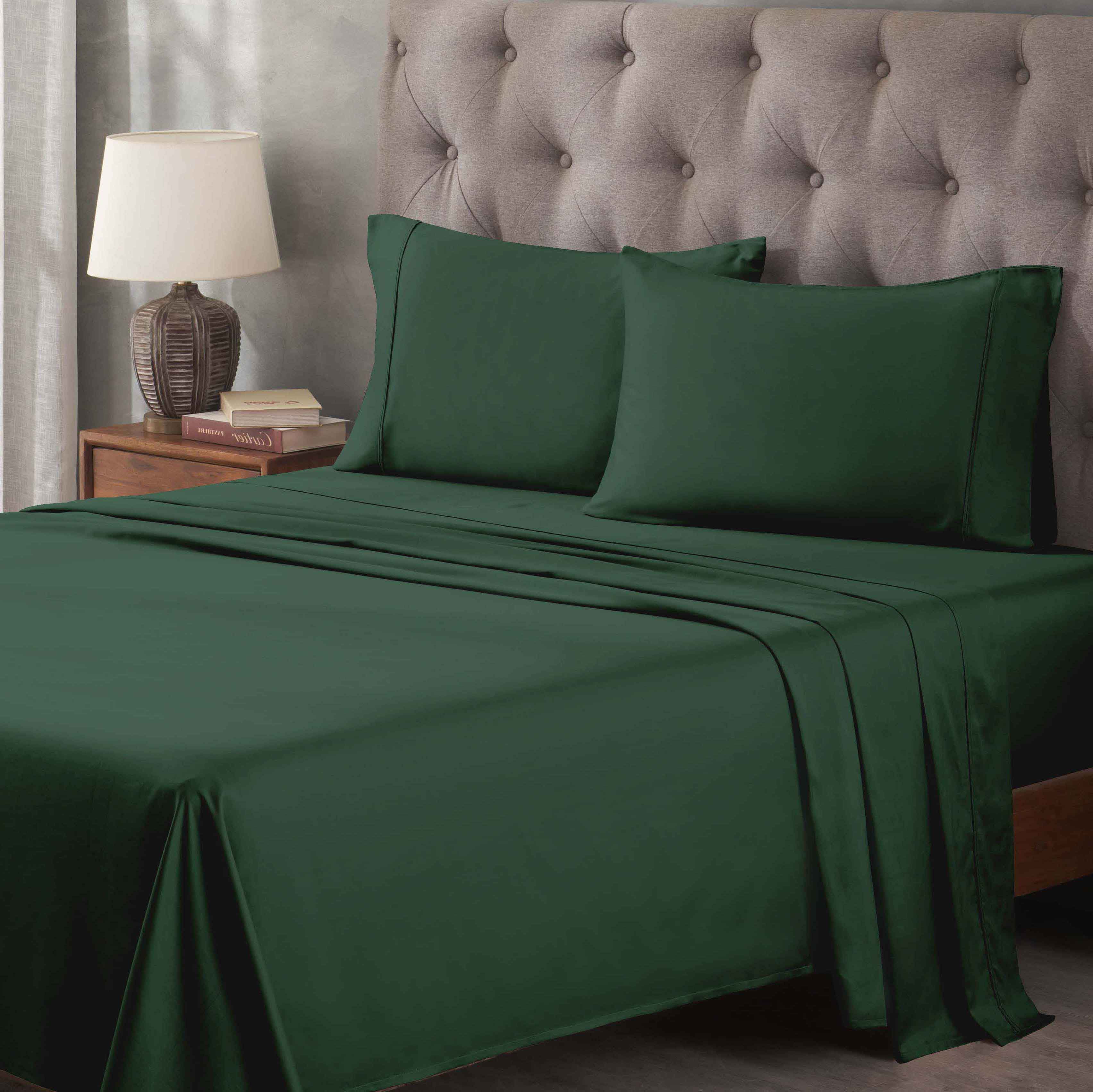 Superior Egyptian Cotton 400 Thread Count Deep Pocket Sheet Set, Twin Size, Hunter Green