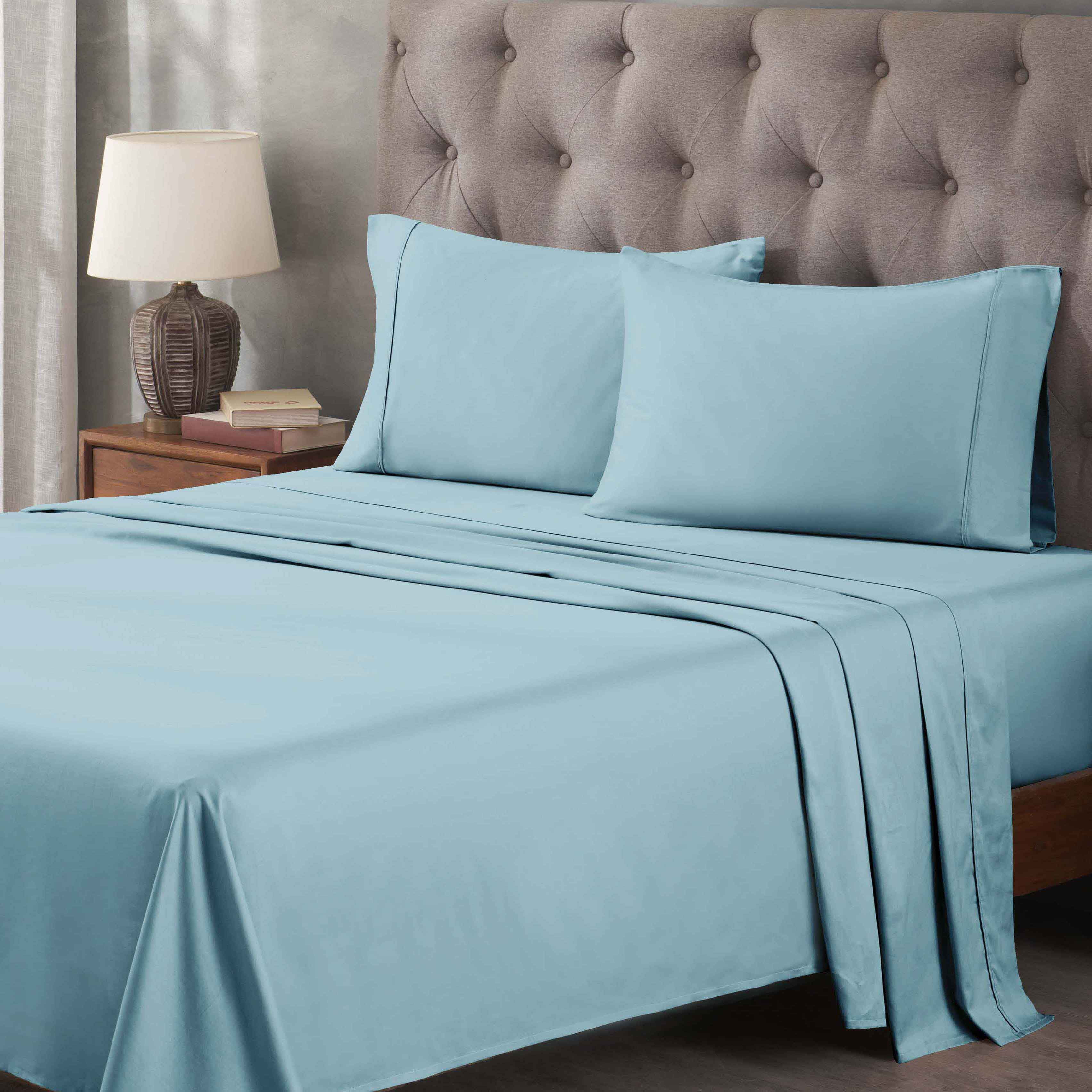 Superior Light Blue Egyptian Cotton Twin Bed Sheet Set