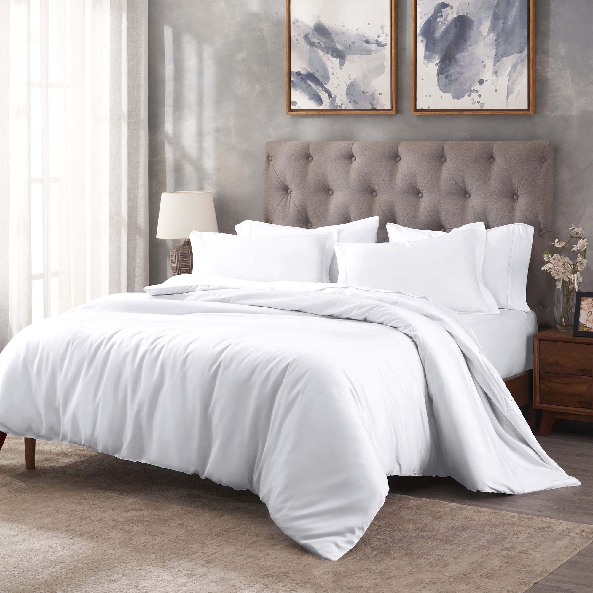 Superior Egyptian Cotton 400 Thread Count Duvet Cover Set, Full/Queen, White
