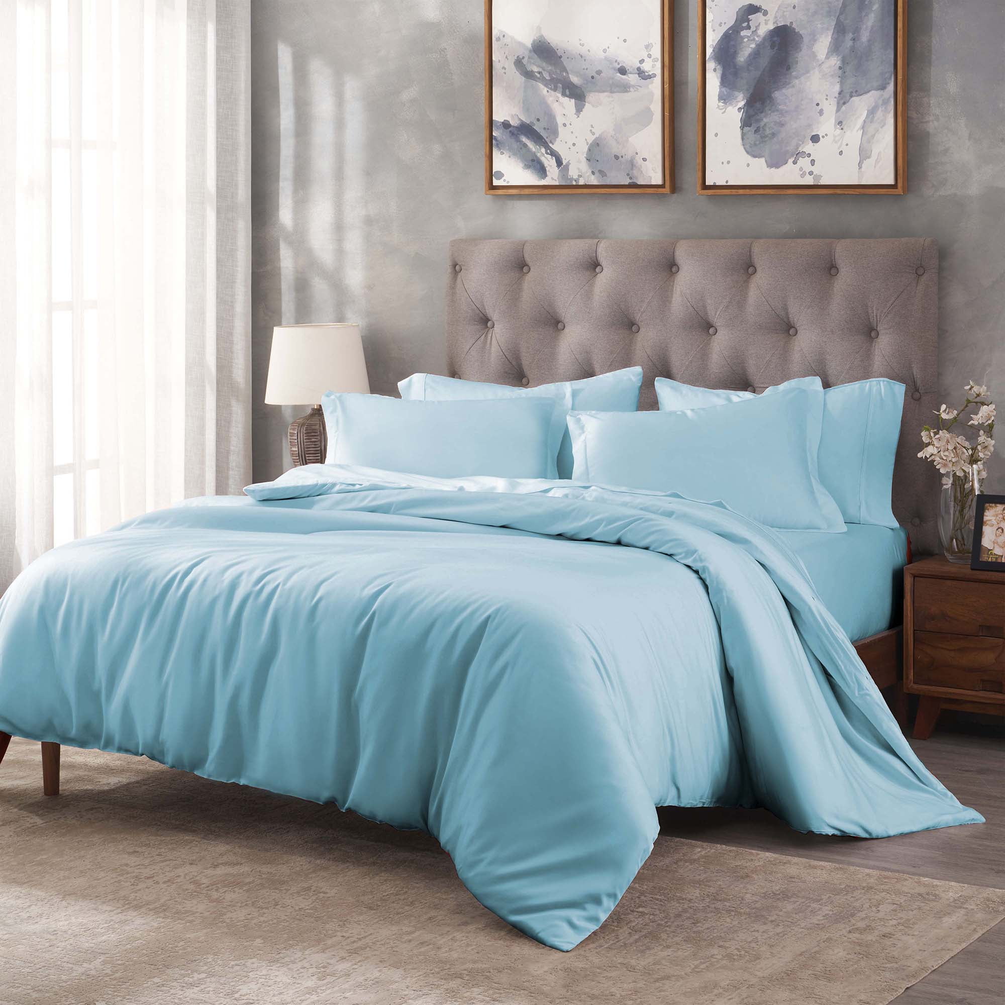 Superior Egyptian Cotton 400 Thread Count Duvet Cover Set, King/California King, Light Blue