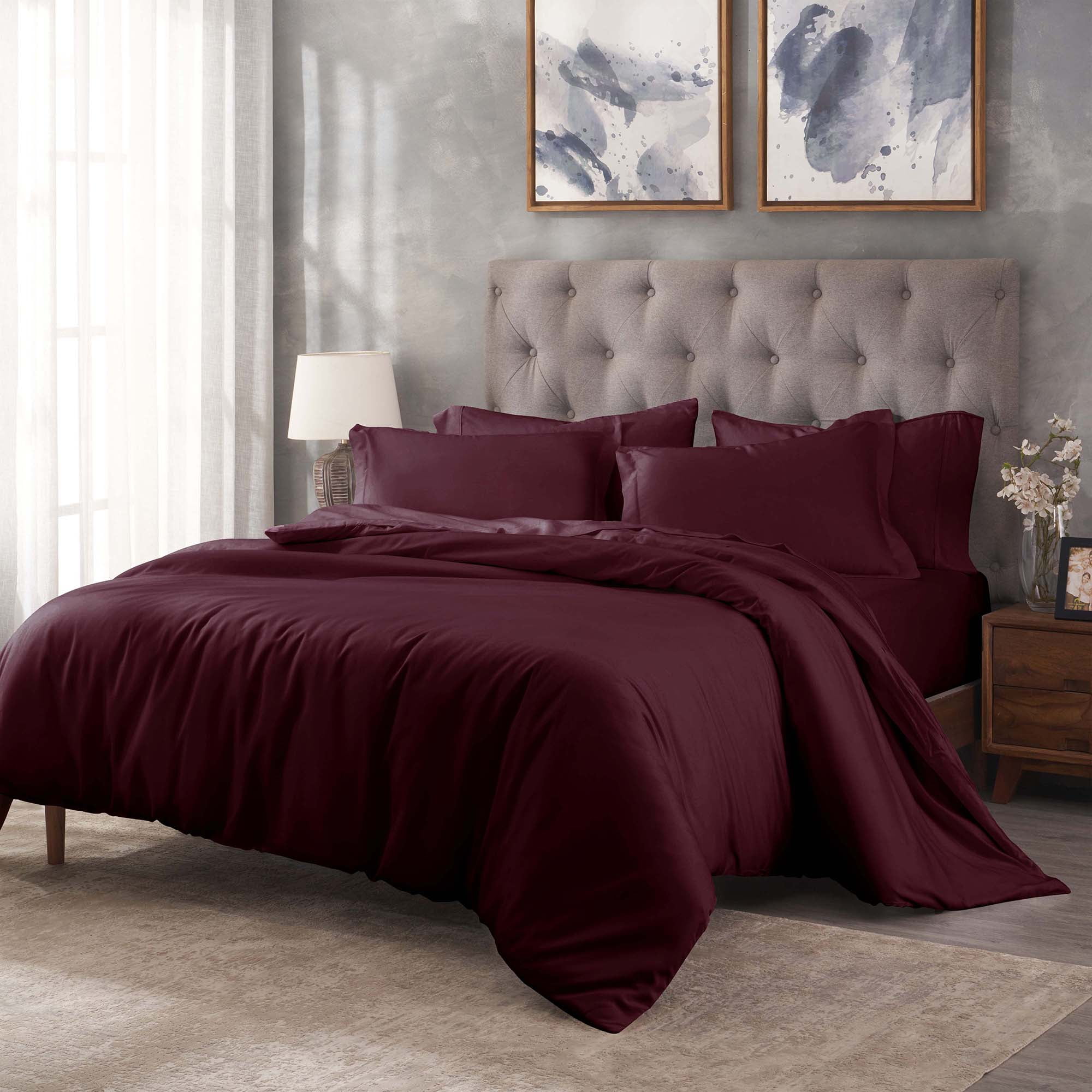 Superior Egyptian Cotton 400 Thread Count Duvet Cover Set, King/California King, Plum