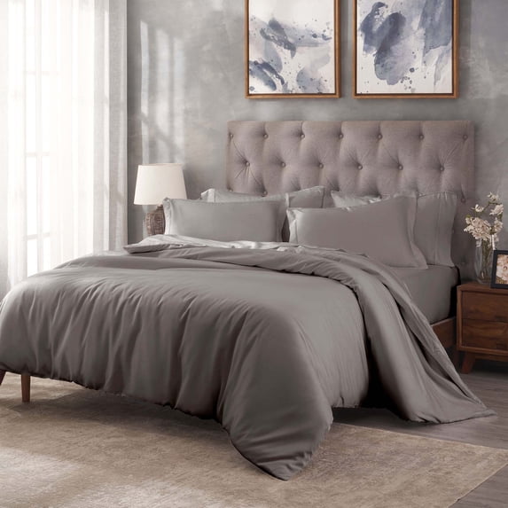 Superior Egyptian Cotton 400 Thread Count Duvet Cover Set, Twin, Grey